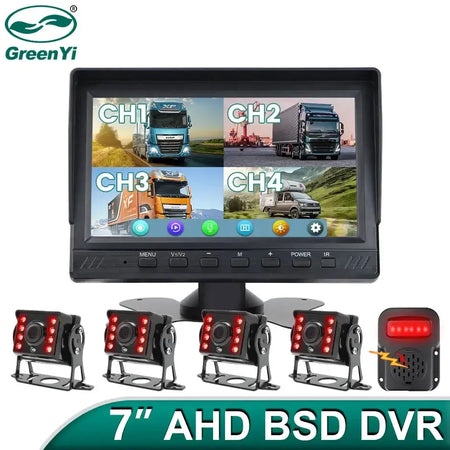 7 Inch 4CH DVR Monitor With AI Blind Spot Radar And IR Camera by InterCyprus Trading Ltd