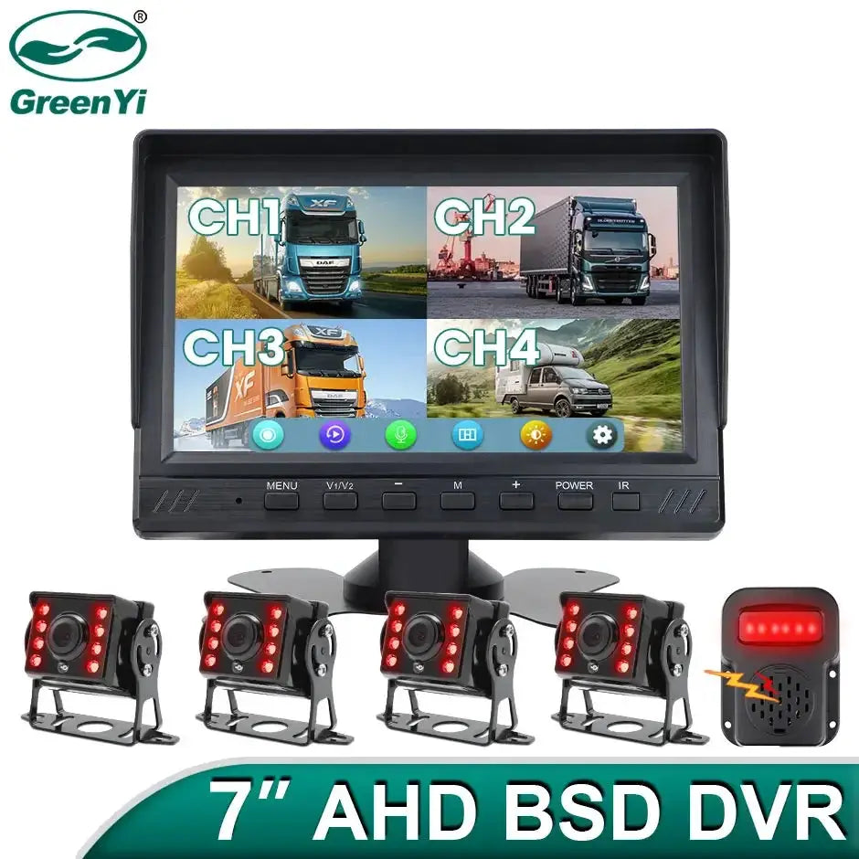 7 Inch 4CH DVR Monitor With AI Blind Spot Radar And IR Camera by InterCyprus Trading Ltd