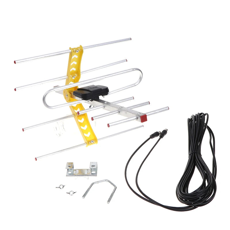 Outdoor 100 Mile Amplified 8 Yagi Antenna - HDTV 10dB Boost
