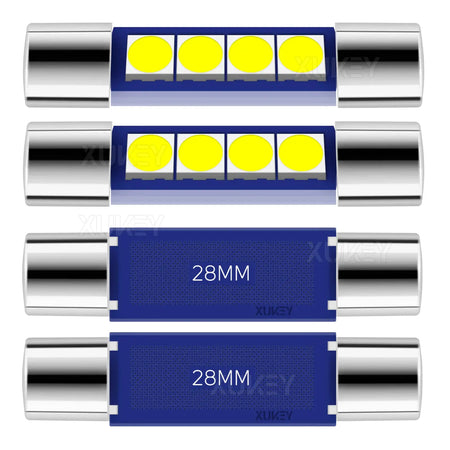 4x 28mm 29mm 6614F Festoon LED Light Bulb White Super Bright 6612F 6641 LED Bulb 6000k for Vanity Mirror Lights Sun Visor Lights by InterCyprus Trading Ltd