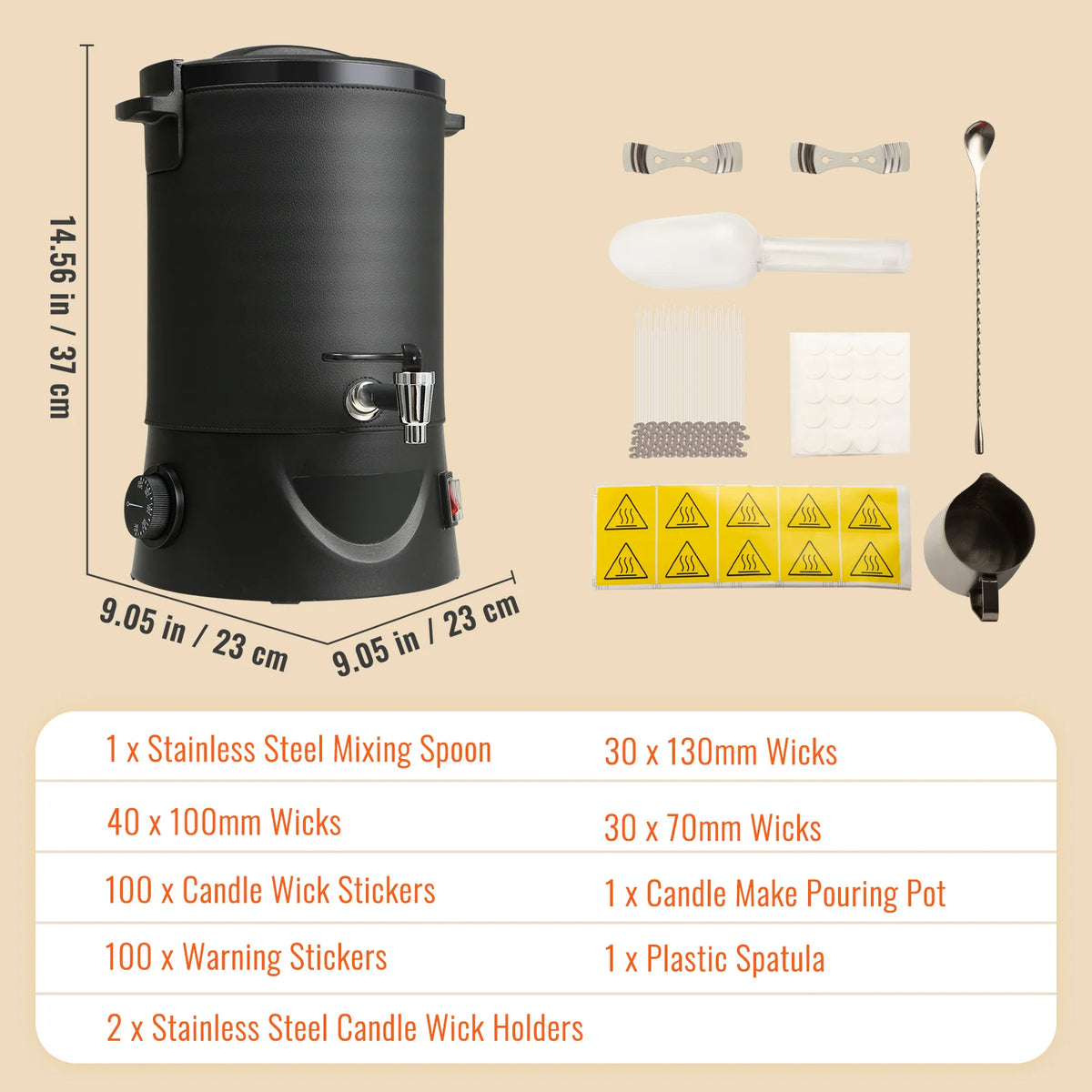 SucceBuy Wax Melter 6.5L/10L &ndash; 9-Level Temperature Control Black 6.5L / CZECH REPUBLIC