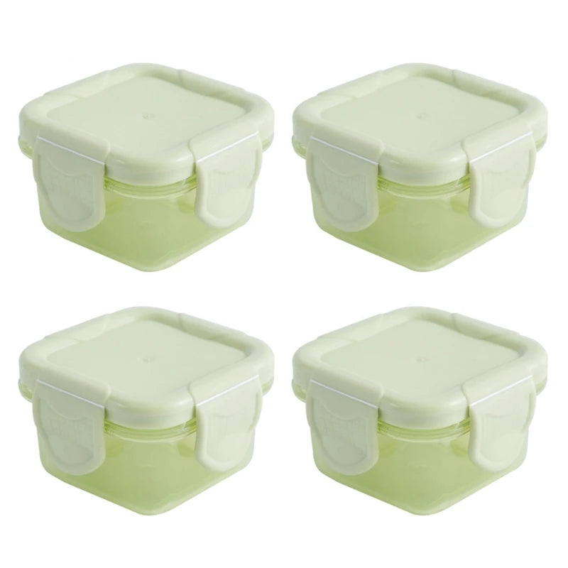 Set of 4 Baby Newborn Food Storage Containers - 6 Colors, 60ml, BPA Free Green