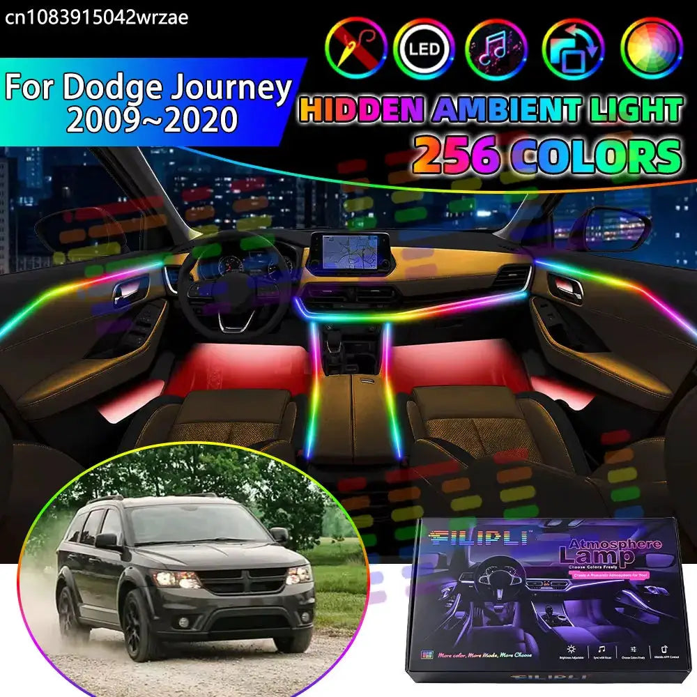 For Dodge Journey 2009~2020 SUV RGB Car Interior Ambient Lights Strips Breathing Lighting Kit App Control LED strips Accessories by InterCyprus Trading Ltd