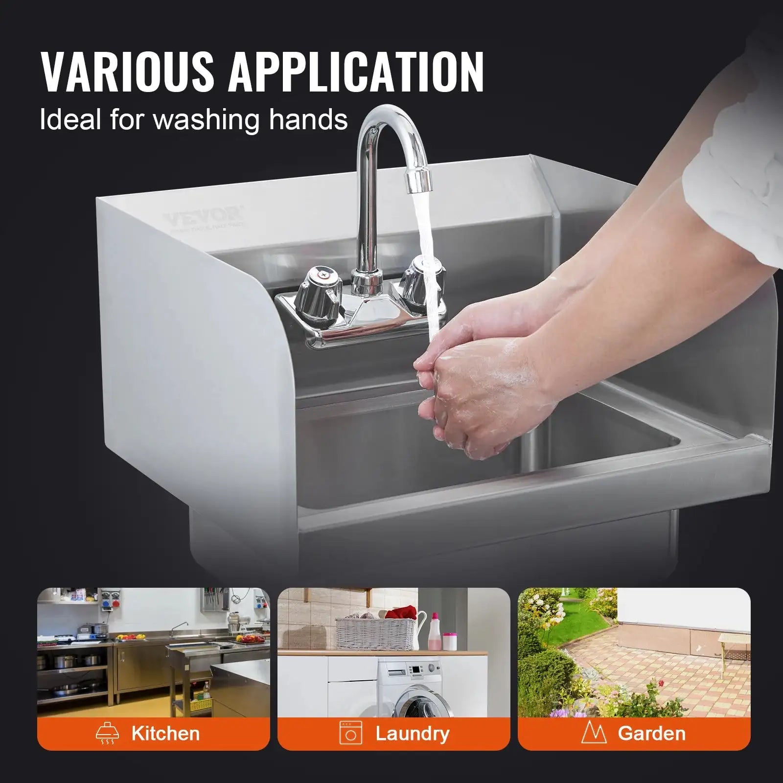Stainless Steel Wall Mount Hand Sink With Faucet