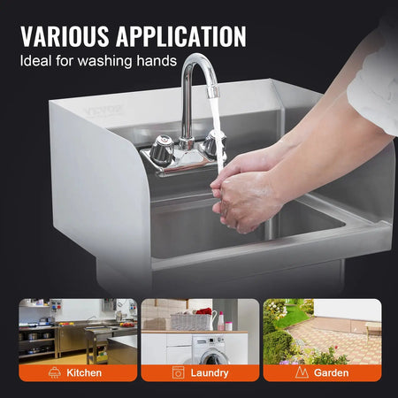 Stainless Steel Wall Mount Hand Sink With Faucet