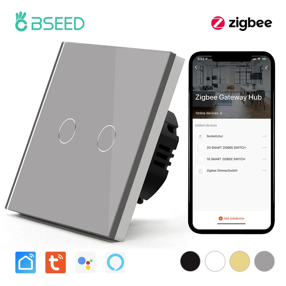 BSEED Zigbee Smart Touch Wall Switch - 1/2/3 Gang Control