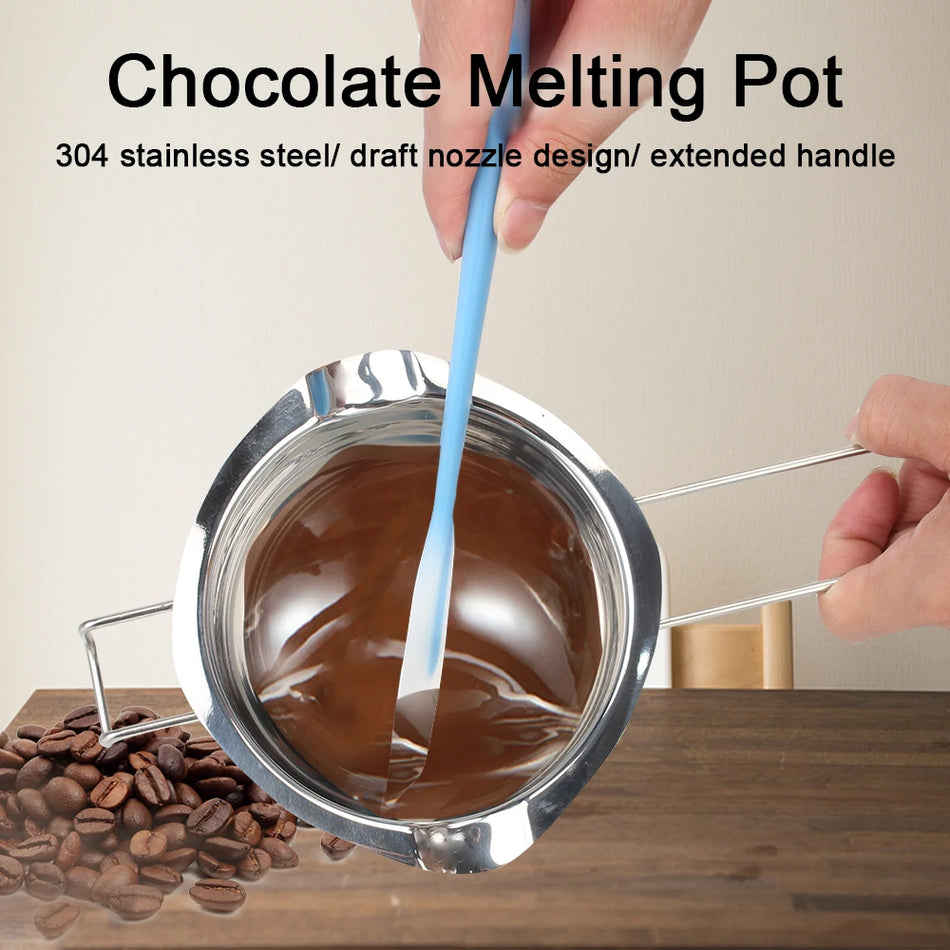 Nerūdijančio plieno 300ml sviesto lydymo puodas su 12cm rankena ir šepetėliu