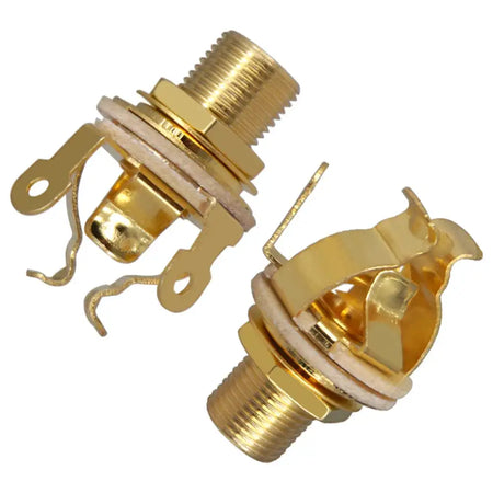 2Pcs One Quarter Inch Guitar Mono Output Jacks Metal Socket Gold