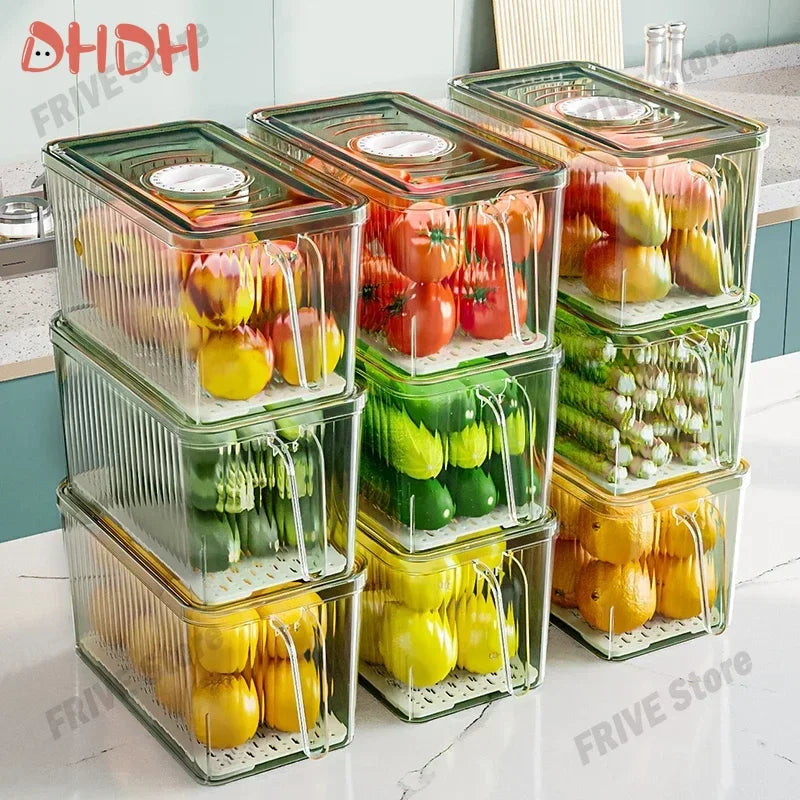 Transparente Kühlschrank-Organizer mit Deckeln, lebensmittelechter stapelbarer Obst-Box
