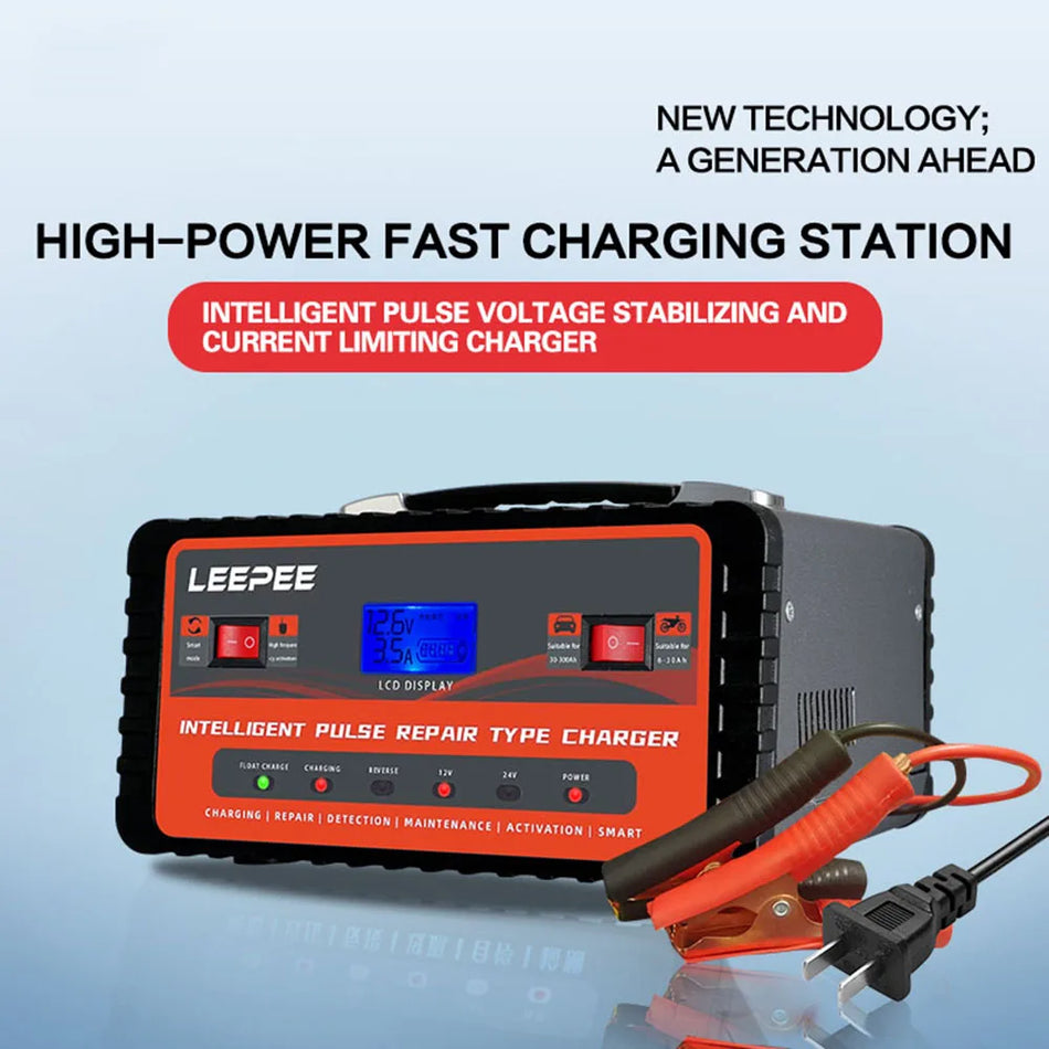 Intelligent Pulse Repair Car Battery Charger 130W 24V 12V Lead Acid Batteries