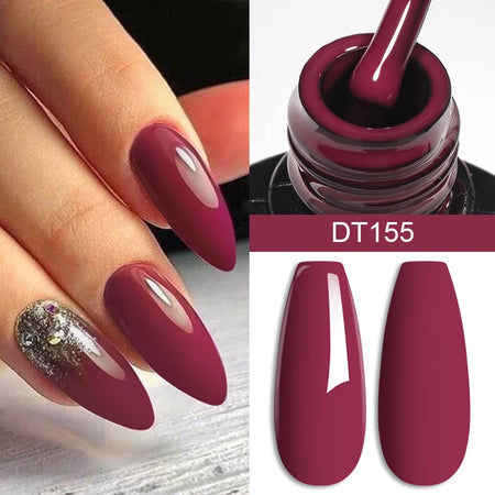 MEET ACROSS 7ml Wine Red Gel Nail Polish - Long-Lasting, French Style, Perfect for DIY Nail Art Q49667-55