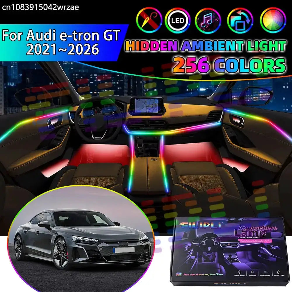 For Audi e-tron GT 2021~2026 RGB Car Interior Ambient Lights Strips Breathing Lighting Kit App Control LED strips Accessories by InterCyprus Trading Ltd
