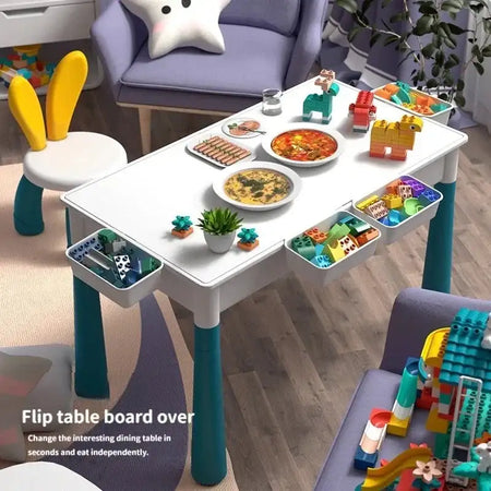 Lego Compatible Kids Building Block Table and Chair Set