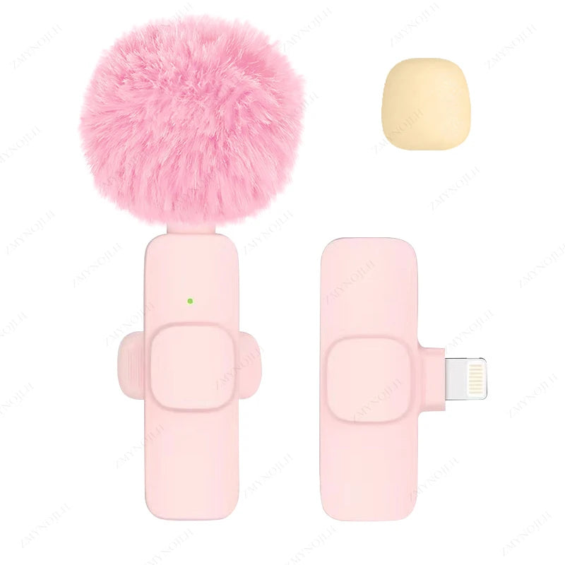ZMYNOJLH Wireless Lavalier Microphone for iPhone, Android, and PC Pink 1in1- iOS / CHINA