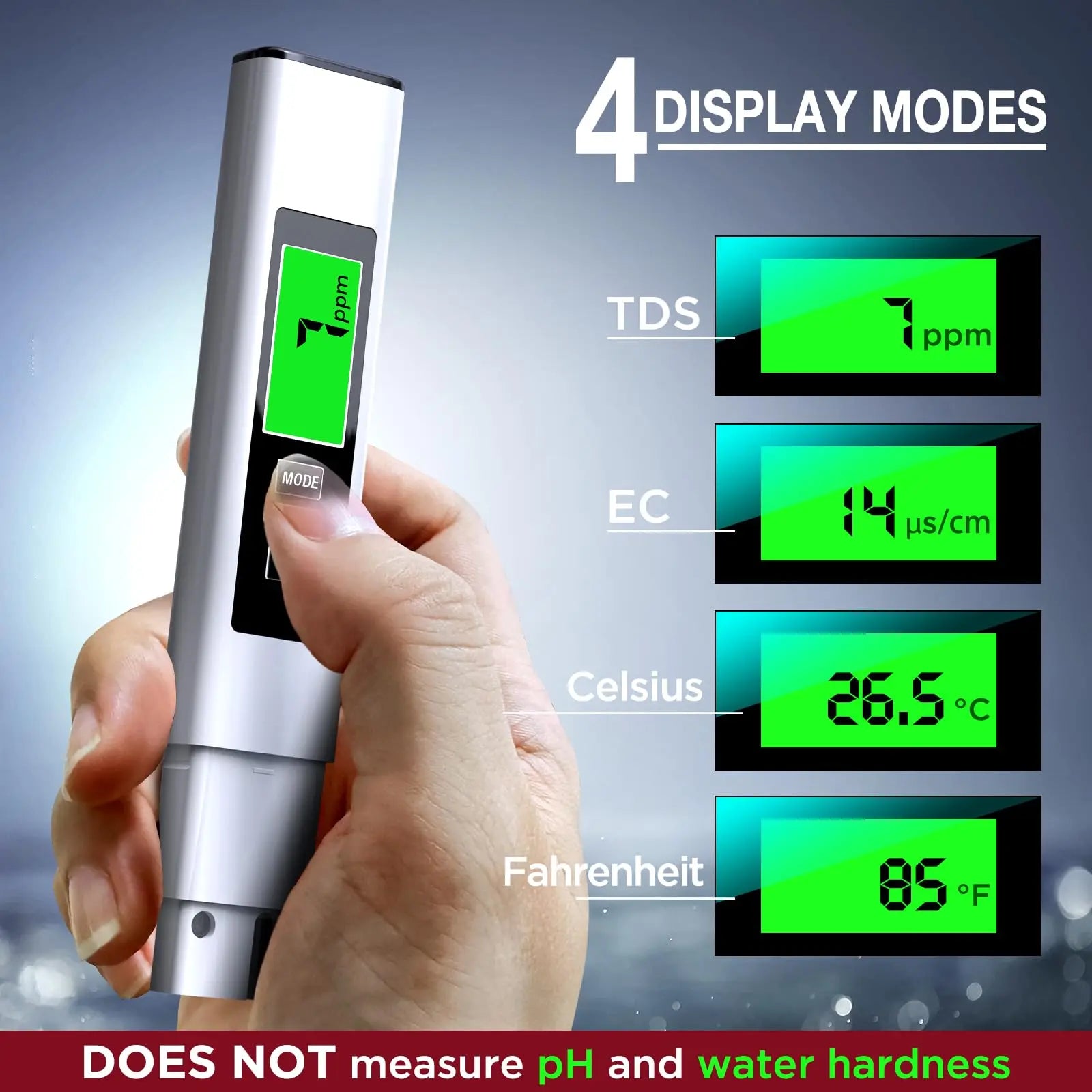 3 in 1 TDS Meter Digital Water Quality Tester for Tap, Pool, Hydroponics, and Aquarium