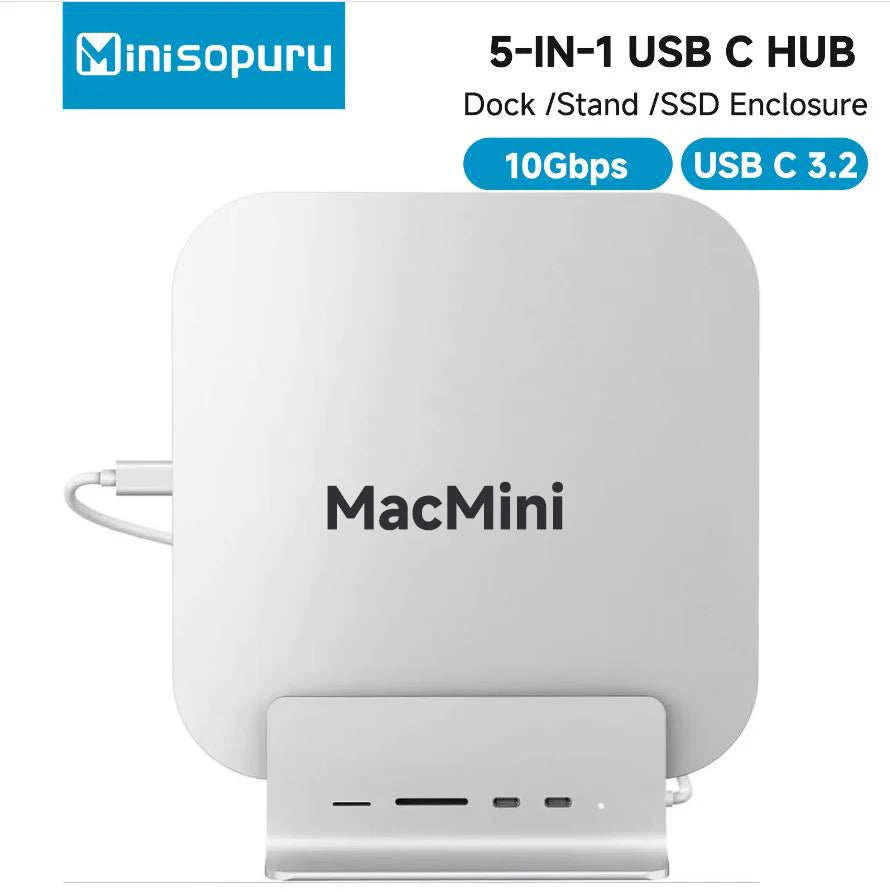 Minisopuru Dock Mac Mini M2 NVMe SATA SSD USB C 10Gbps