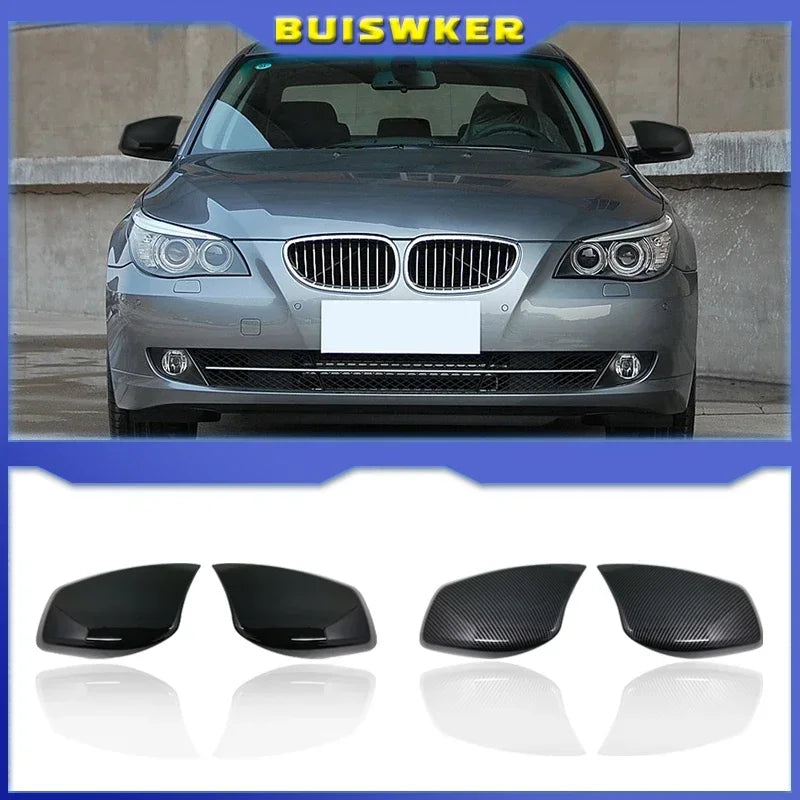 Side Mirror Cover Caps Painted Black For BMW E60 E61 E63 E64