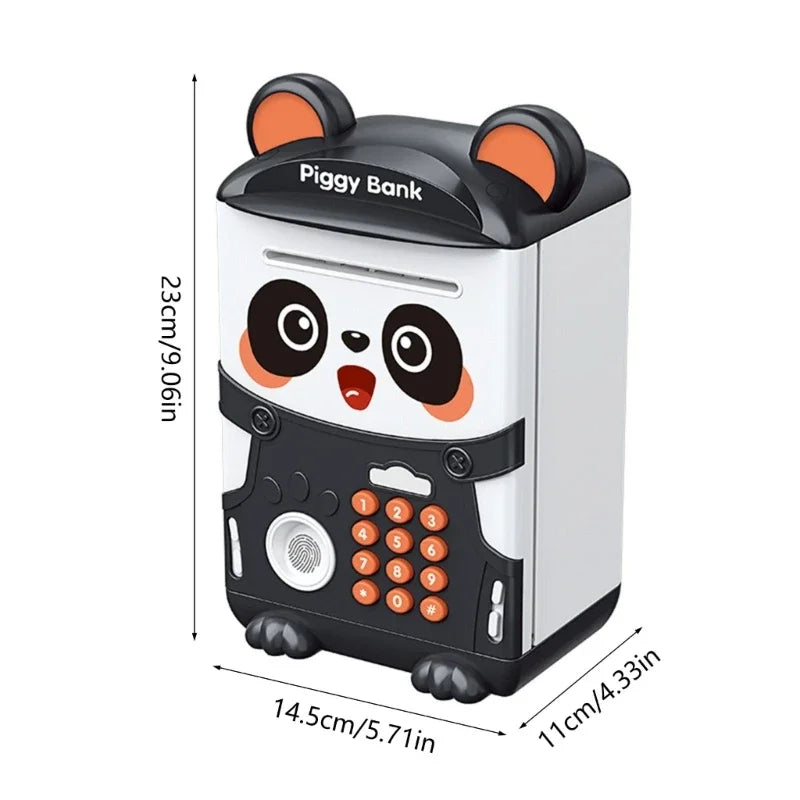 Piggy Bank Cartoon Panda - Password And Fingerprint Access