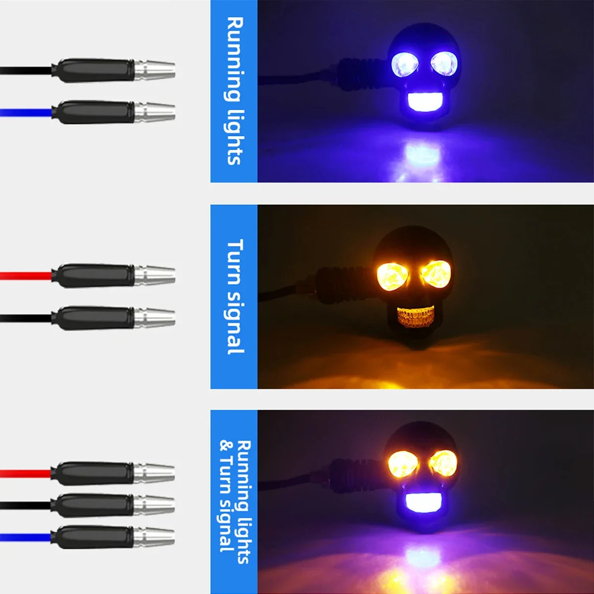 Skull Motorcycle Indicator Lights &ndash; Dual Color Functionality
