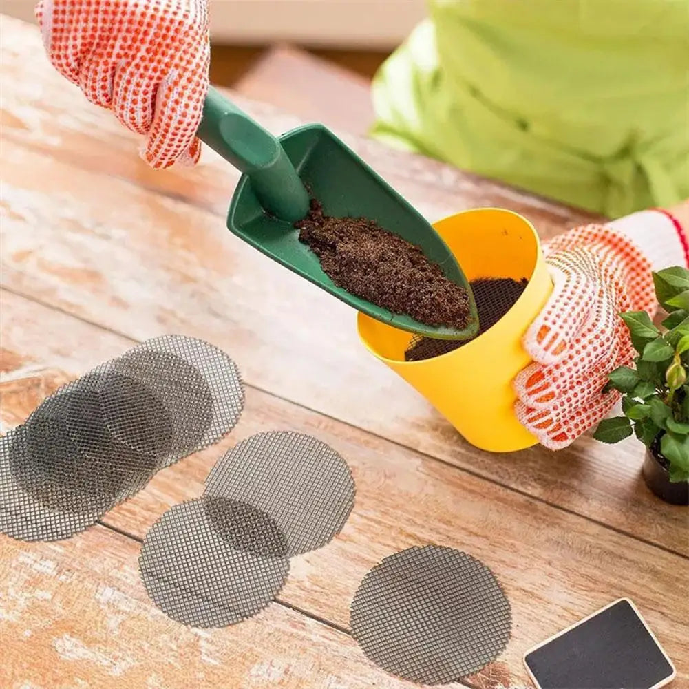 50PCS Flower Pot Mesh Pads &ndash; Prevent Soil Loss with Durable Drainage Screens