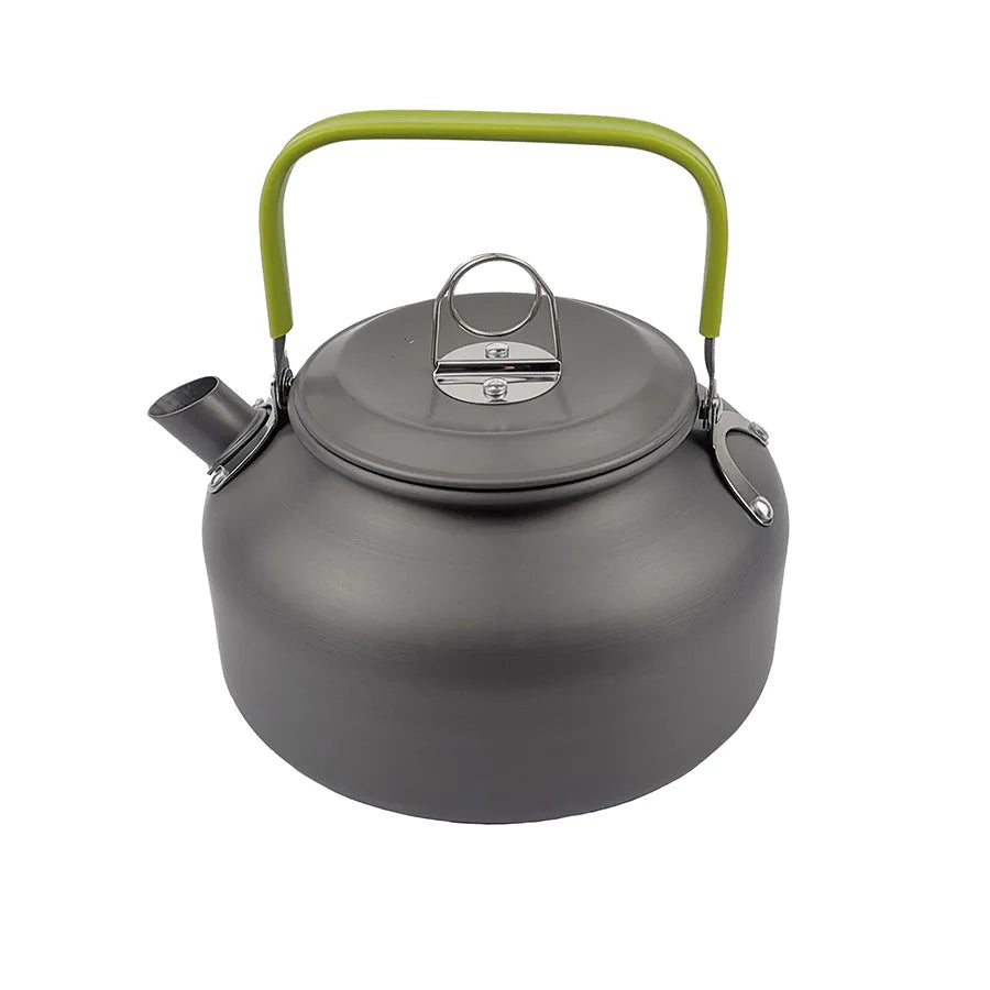 Lightweight Camping Cookware Kit for Outdoor Adventures Green 0.8L kettle