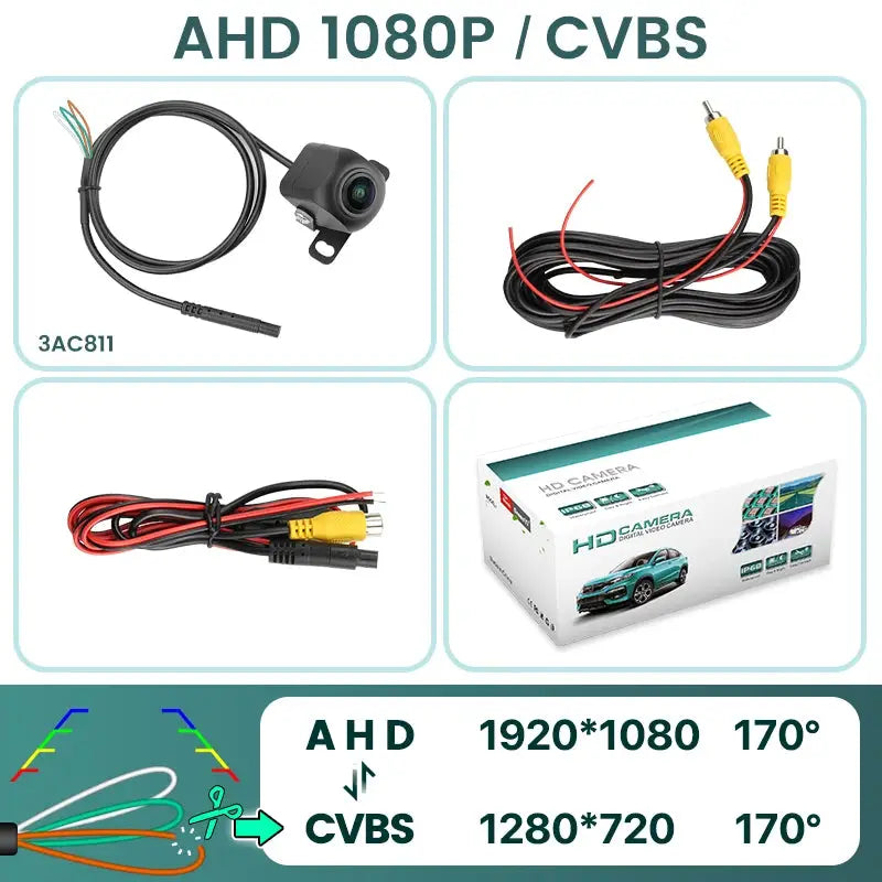 GreenYi AHD1080P Vehicle Car Rear View Camera 170° Fisheye Night Vision Waterproof Front Side Backup Universal Dynamic Optional by InterCyprus Trading Ltd