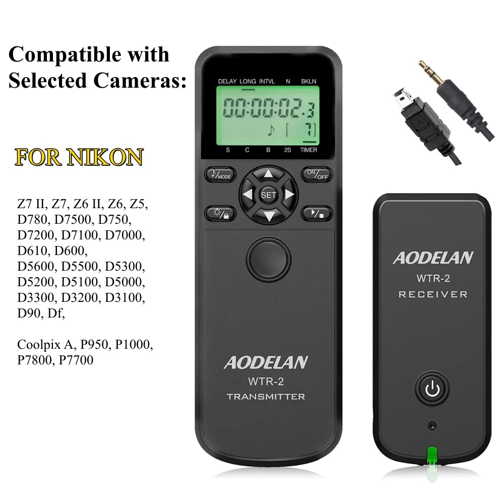 AODELAN WTR-2 Wireless Timer Lapse Intervalometer Remote Control for Multi-Brand Cameras N10 for nikon / China