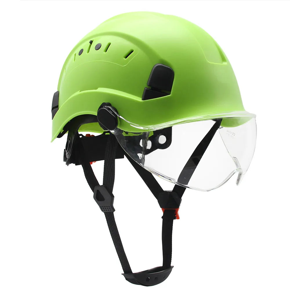SF06 Safety Helmet &ndash; Lightweight ABS for Outdoor Use Green Clear Lens