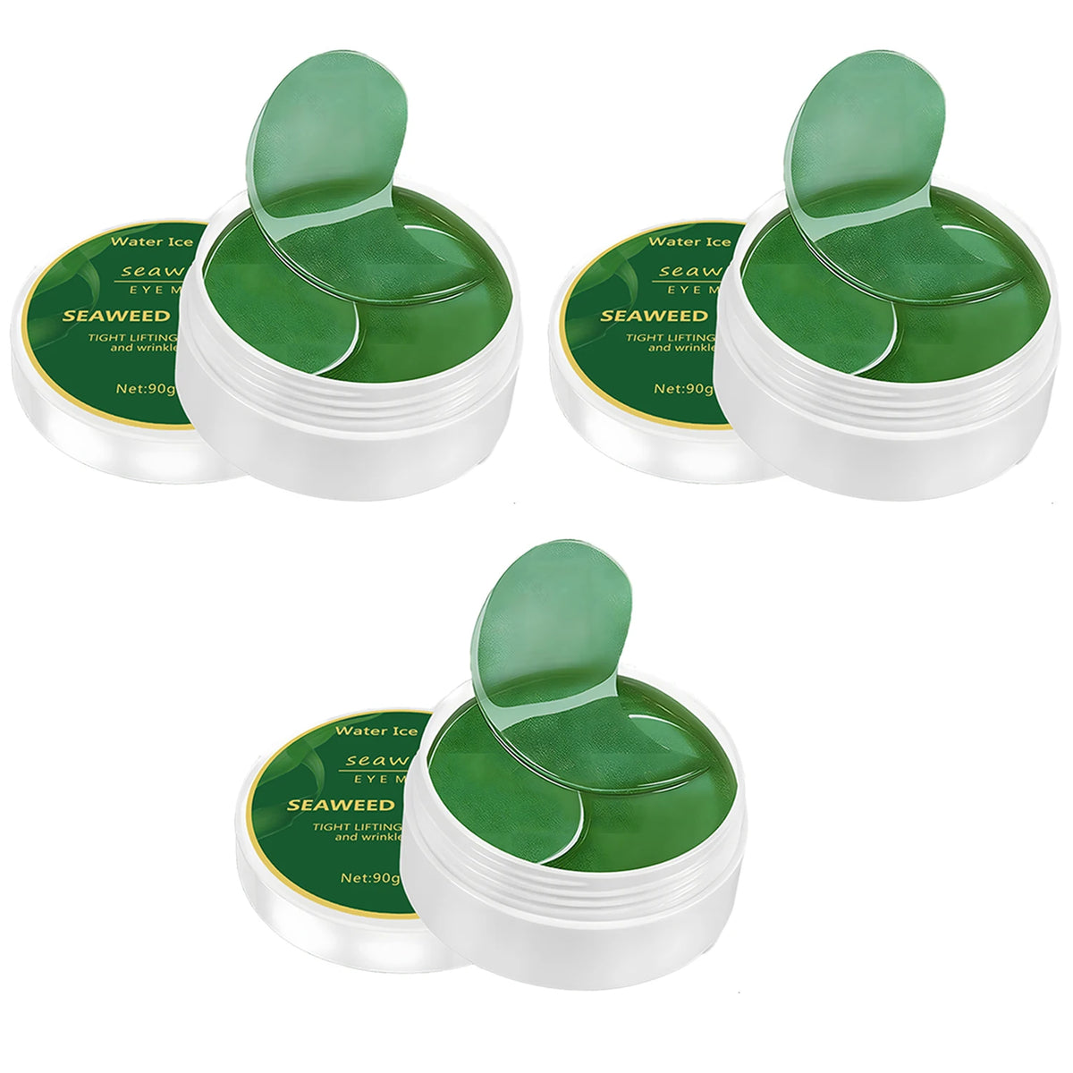 Water Ice Levin Seaweed Hyaluronic Acid Eye Mask &ndash; Reduces Dark Circles and Puffiness 3pcs