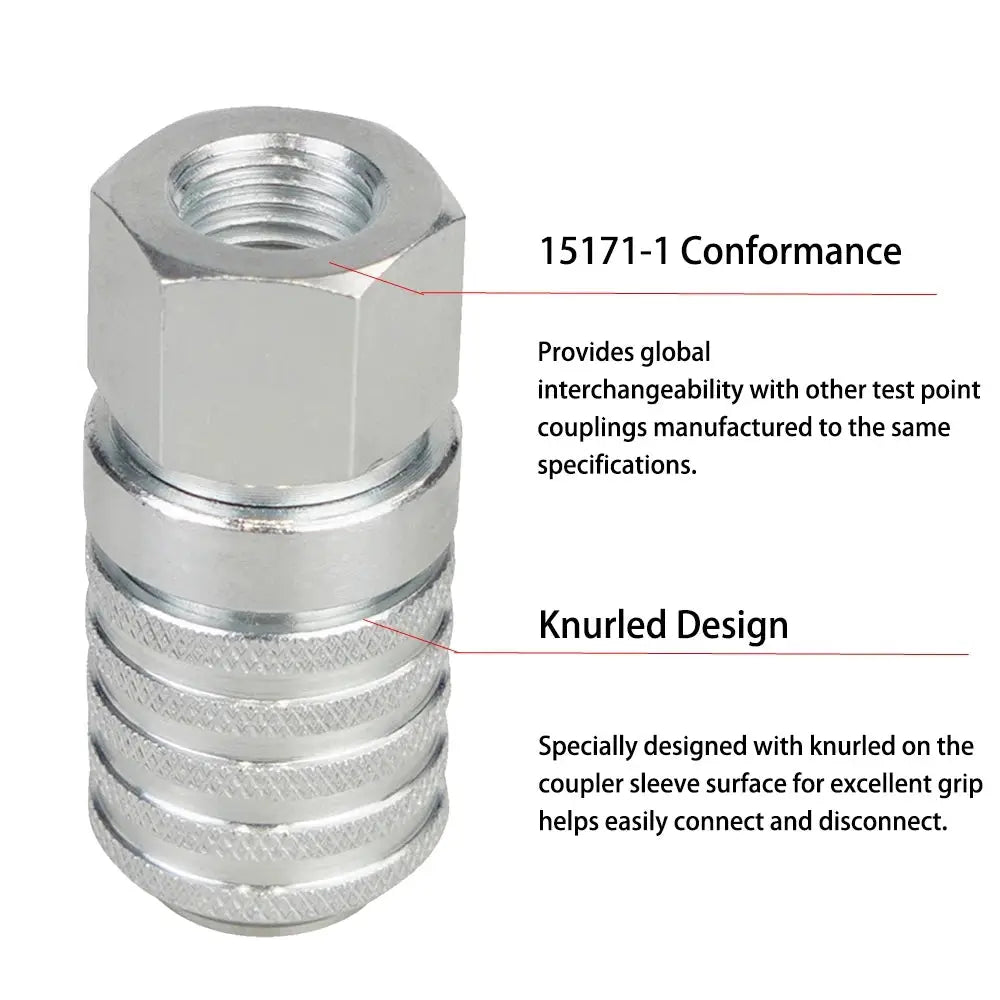 PD242 Series PD Steel Test Port and Diagnostic Equipment Quick Coupler with Female Thread 1/4"-18 NPTF, 1/8" Body Size by InterCyprus Trading Ltd
