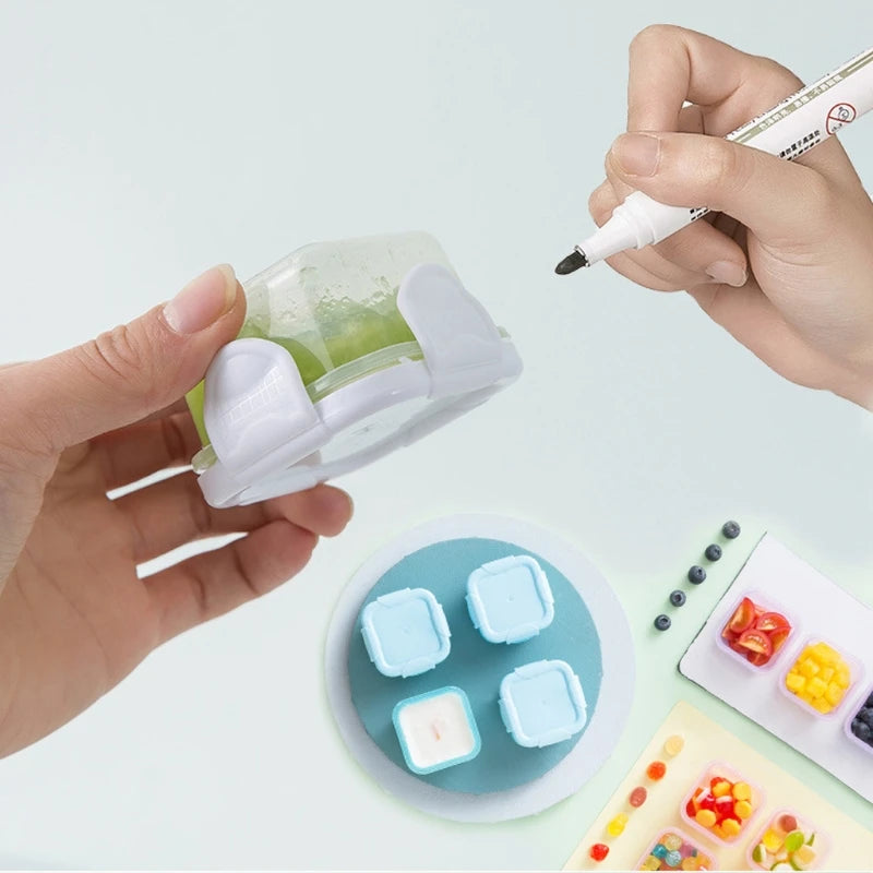 Set of 4 Baby Newborn Food Storage Containers - 6 Colors, 60ml, BPA Free