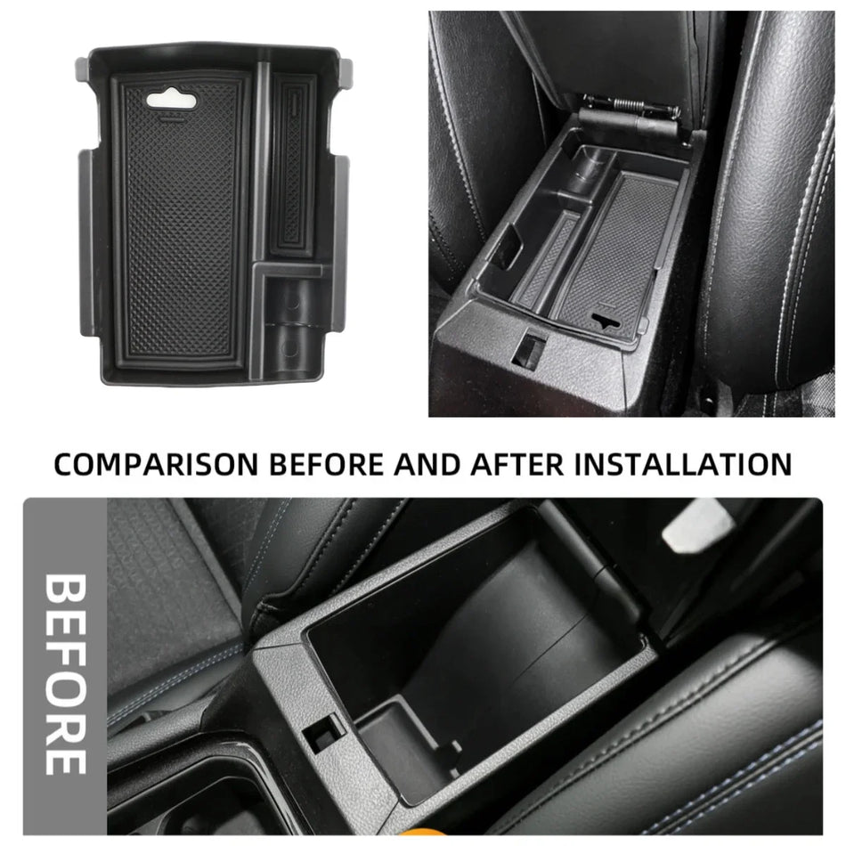 Central Console Armrest Organizer Tray for Jeep Compass ABS Plastic Rubber-Backed