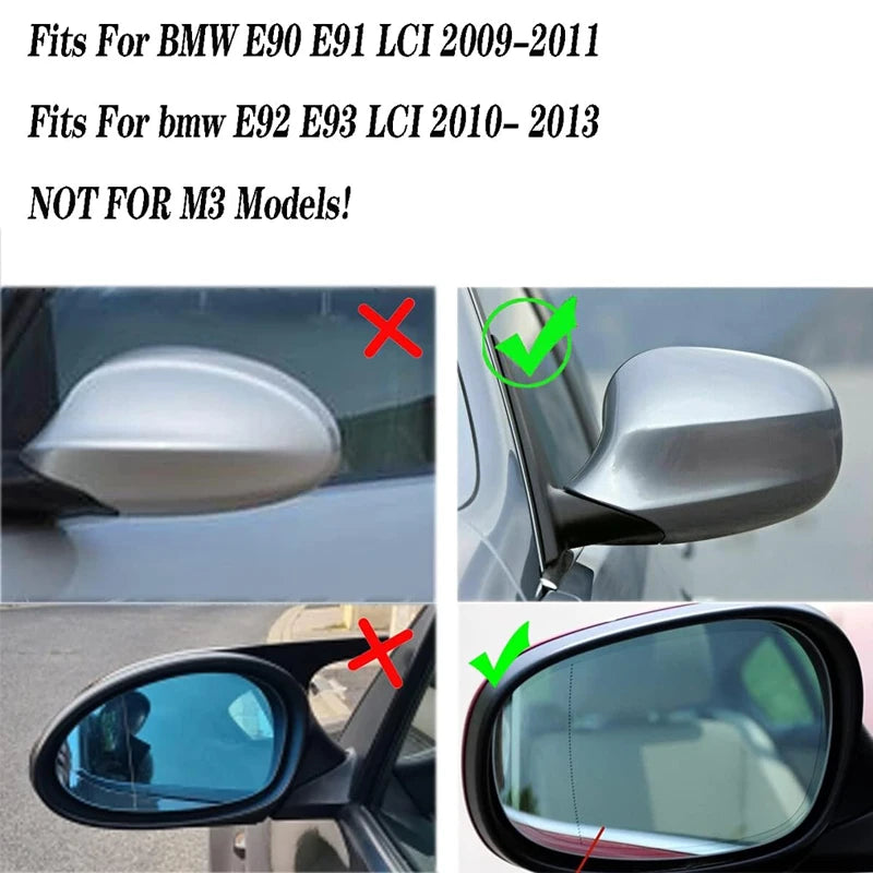 Capas de Espelho Lateral Preto Brilhante com Aparência de Fibra de Carbono para BMW E90 E92