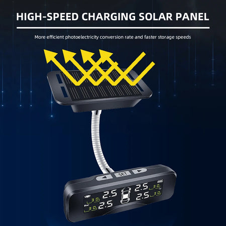 Solar Charging TPMS 4 Sensors - Accurate Pressure Alarm