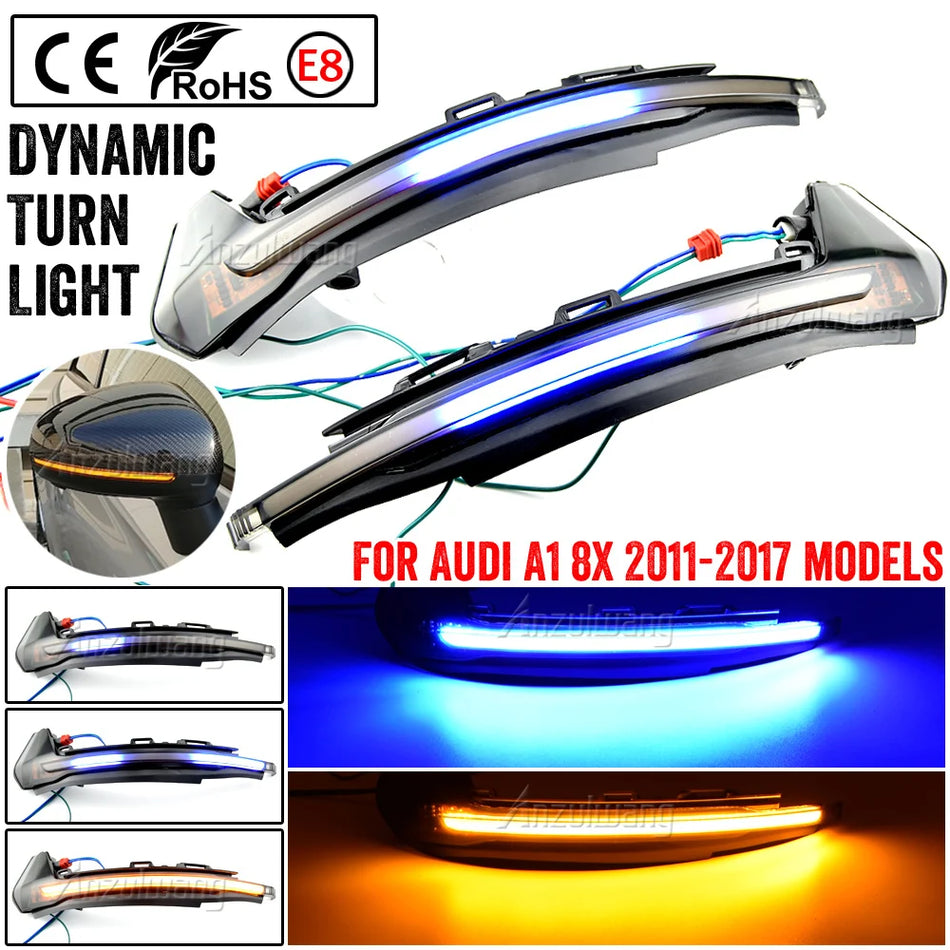 Luces de señal de giro LED dinámicas para Audi A1 8X en el espejo lateral