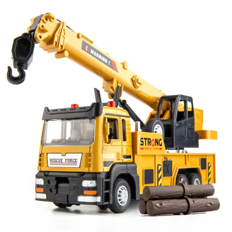 1/32 Crane Truck Alloy Car Model Diecast Metal Toy Simulation Engineering Vehicles with Sound and Light Model for Children Gifts