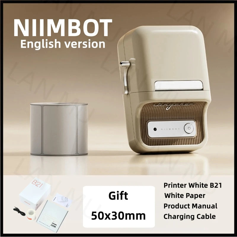 NIIMBOT B21 Label Printer &ndash; Portable Thermal Label Printer White English Gift