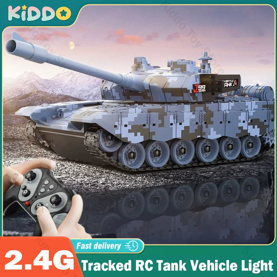 CONUSEA Bandgående RC-stridsvagn 2.4G Fjärrstyrd Stridsleksak med LED-lampor
