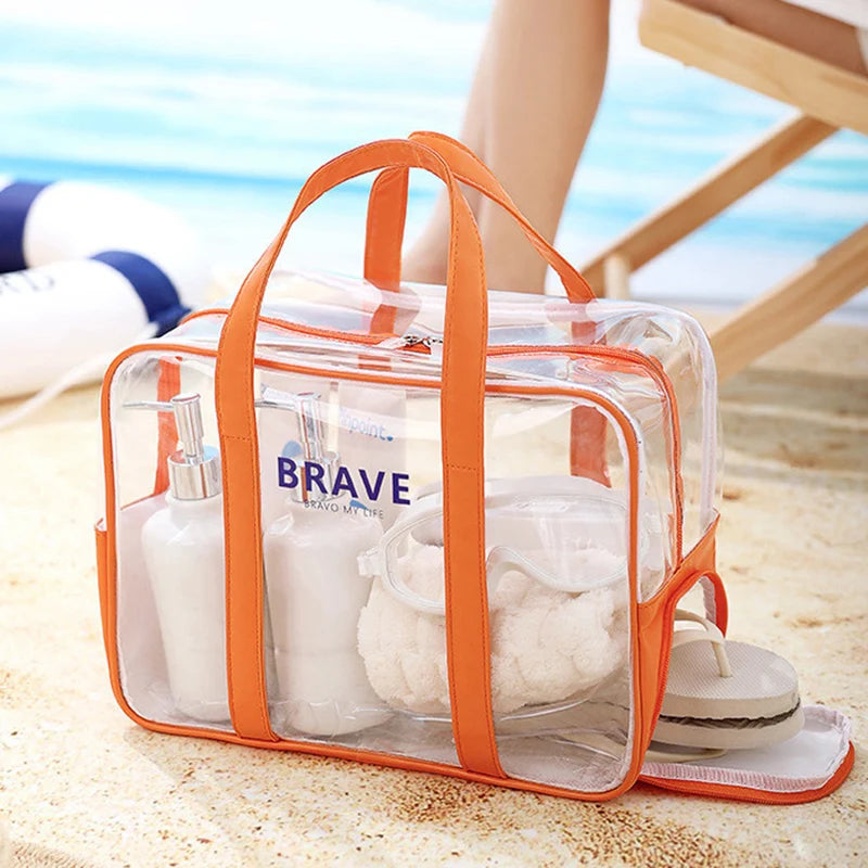 Clear PVC Toiletry Bag - Waterproof Transparent Organizer