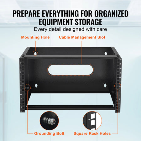 SucceBuy 6U Wall Mount Network Rack &ndash; 14In Depth 50Lb