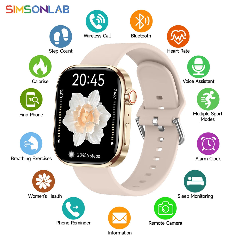 Smartwatch για Android και iOS, 2.01 Ίντσες HD Οθόνη Υγειονομικής Παρακολούθησης, Bluetooth