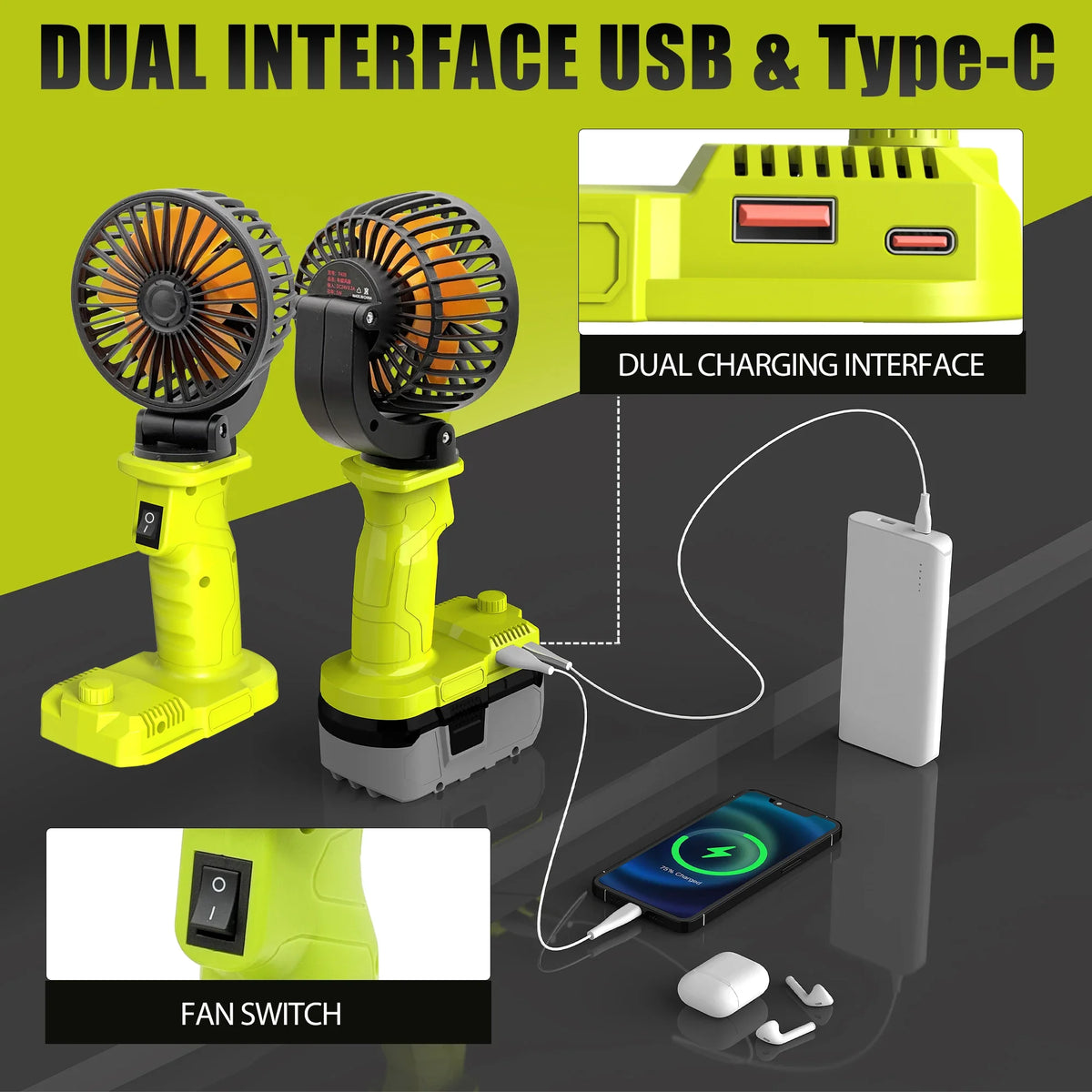 Infinite Speed Regulating Foldable Fan &ndash; USB Type C Power