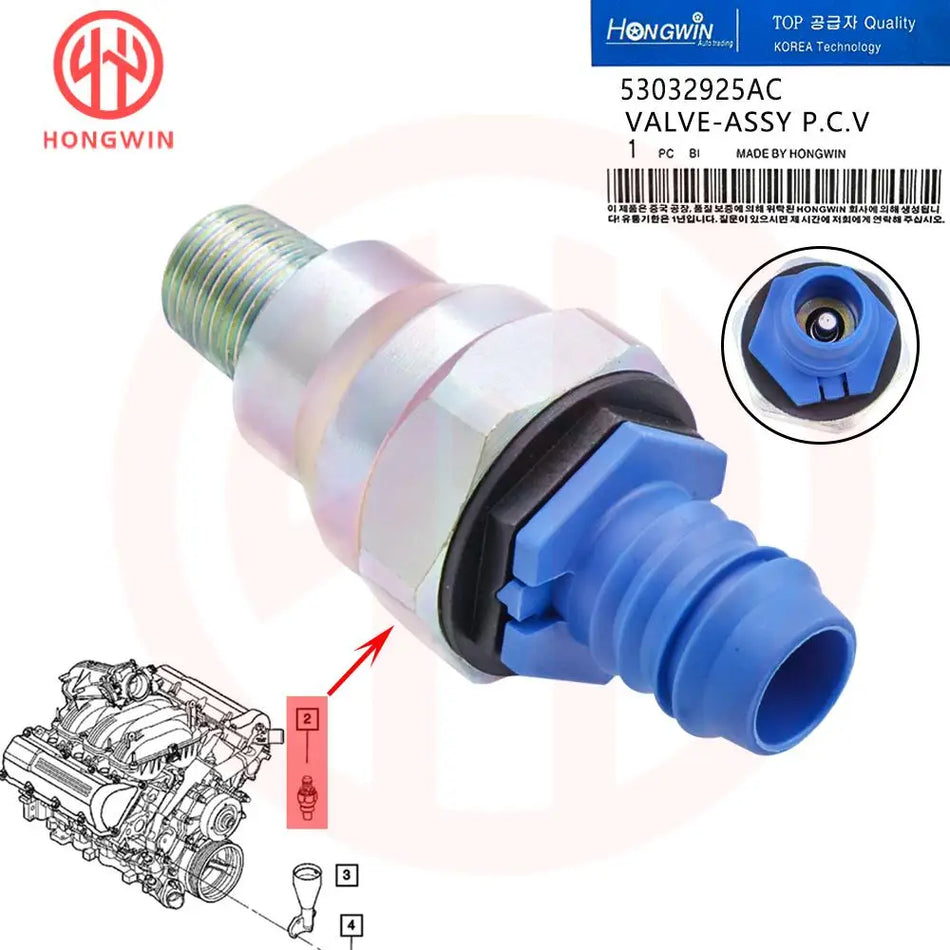 PCV-Ventil aus Kunststoff für Chrysler Aspen, Dodge Dakota, Durango, Ram 1500, Viper, Jeep Commander, Grand Cherokee