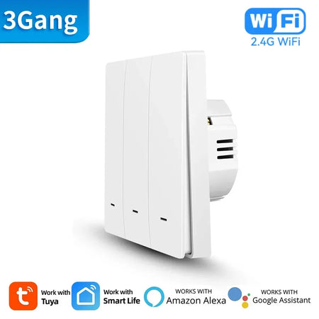 Tuya Smart WiFi Wall Light Switch &ndash; Push Button Control with/No Neutral Wire WiFi 3 gang / CHINA / No Neutral Wire
