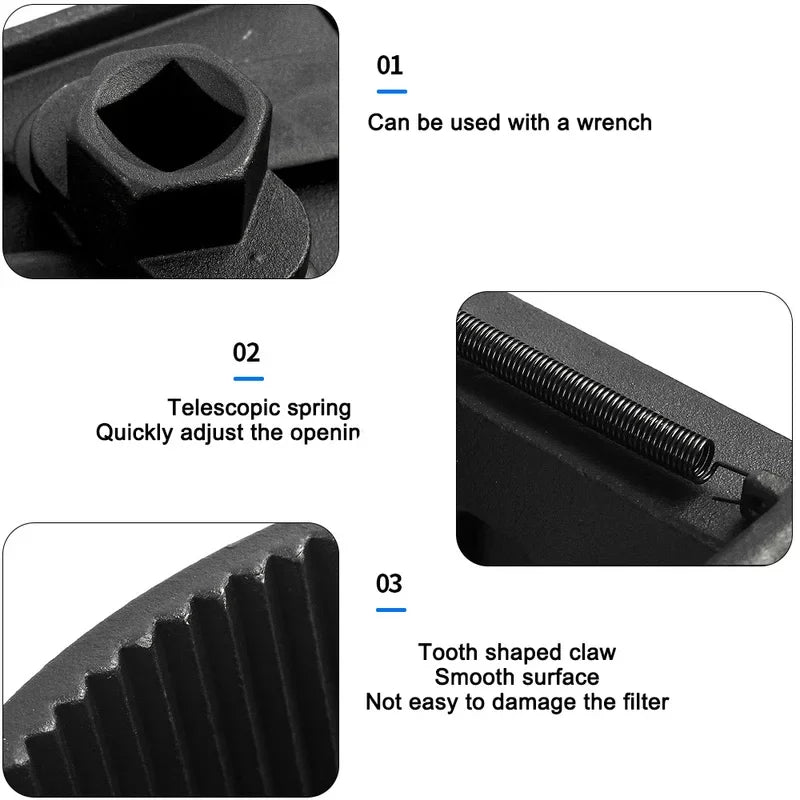 Protable Adjustable TwoJaws Oil Filter Wrench &ndash; Fits 60-80mm