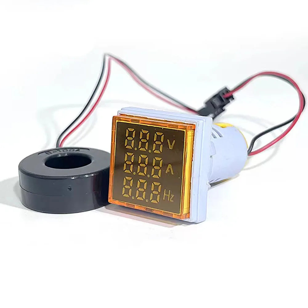 Square LED Digital Voltmeter Ammeter &ndash; Accurate Voltage and Current Measurement Yellow
