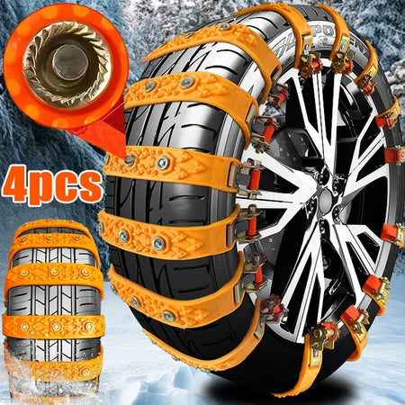 4 Pcs Car Anti Skid Snow Chains &ndash; 360 Degree Skid Grip