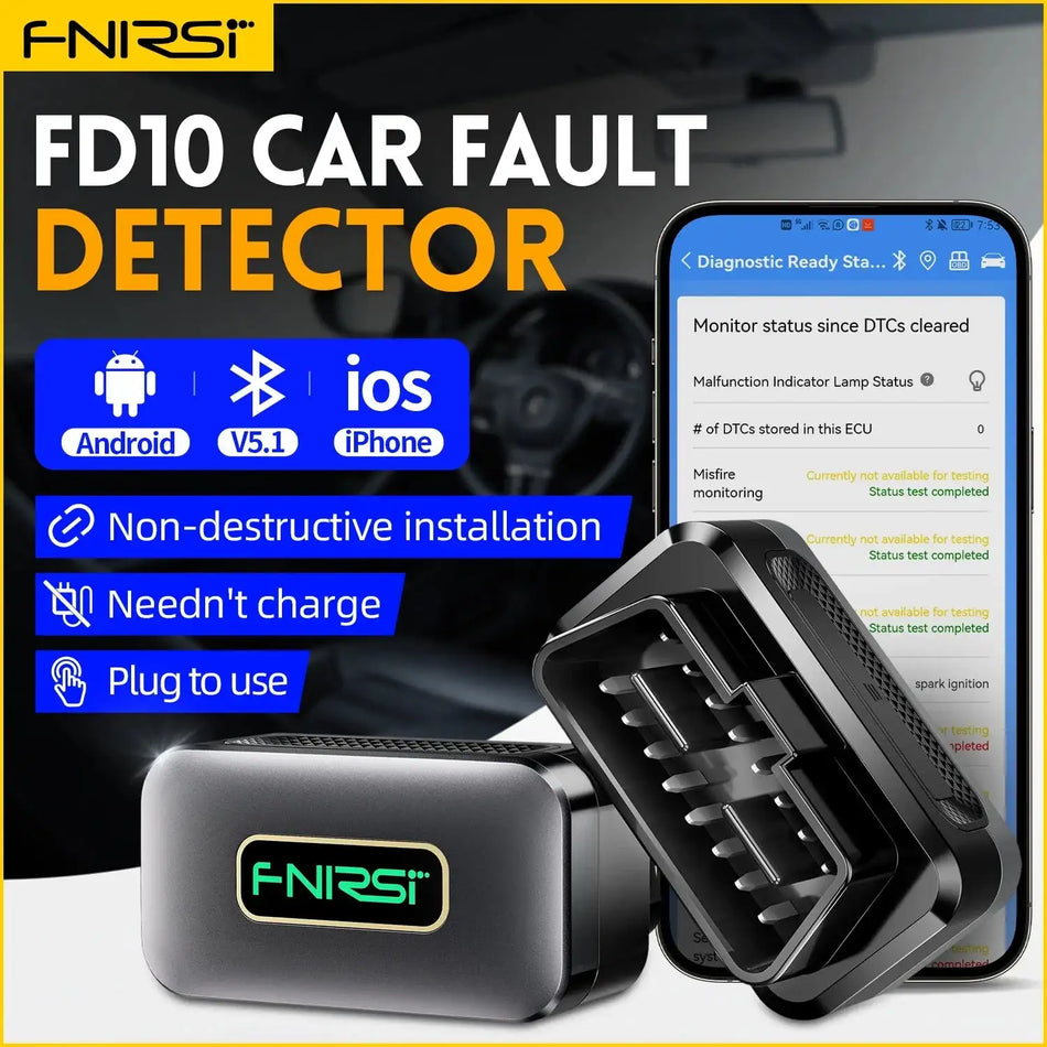 FNIRSI FD10 Car OBD2 Scanner Bluetooth 5.1 For iOS Android FD10