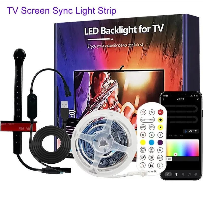 RGBIC TV Backlight Strip AR Sensor &ndash; Screen Color Sync 5v-Bluetooth Set / 5Meter-65-75Inch