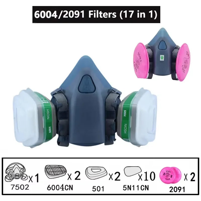 7502 Half Mask Dust Gas Mask &ndash; Exceptional Protection Against Harmful Substances 6004 17 in1